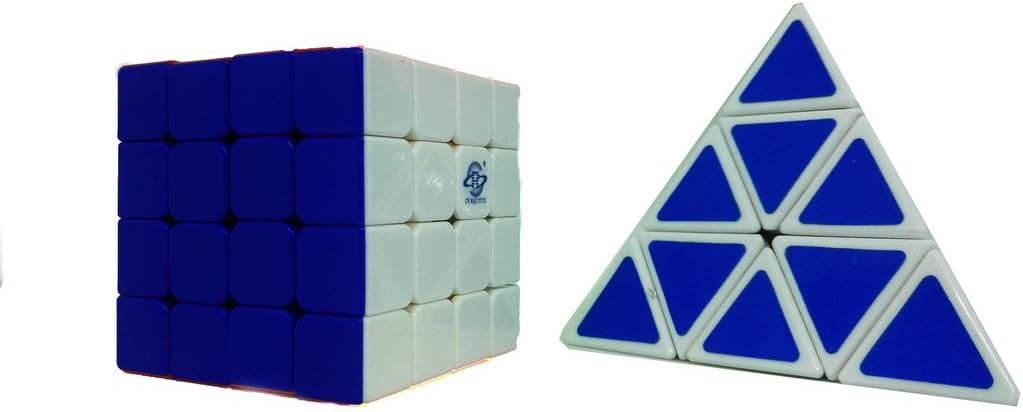 AdiChai Toys Plastic Combo of 4 by 4 Speed Magic Cube and Pyraminx Multicolor