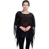 Max Hsuan Womens Summer Solid Sheer Batwing Blouse Chiffon Caftan Poncho Tunic Top Plus Size Cover up