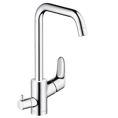 hansgrohe Focus Küchenarmatur (Wasserhahn Küche mit Geräteabstellventil, 110°, 150°, 360° schwenkbar, hoher Auslauf 260mm) ch