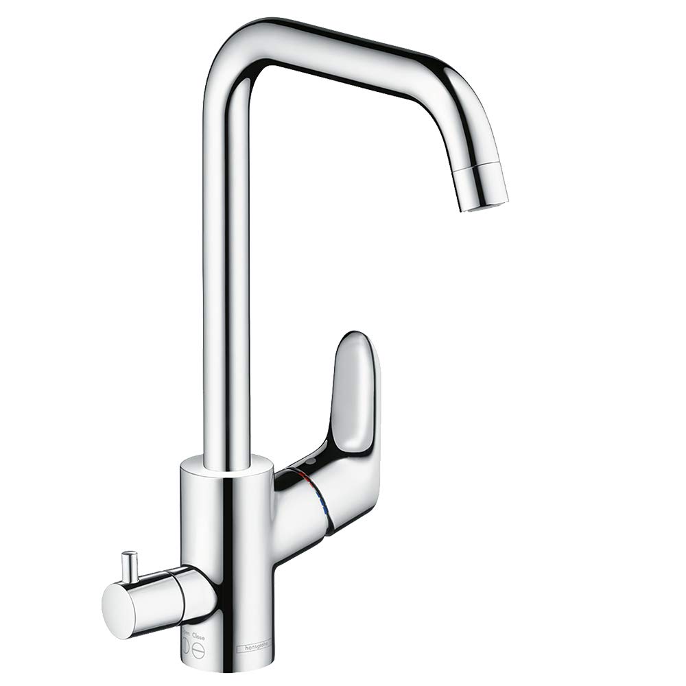 hansgrohe Focus kitchen tap 260 with selectable swivel range and shut-off valve, chrome 31823000