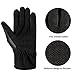 LETHMIK Mens Winter PU Faux Leather Gloves Touchscreen Anti-Slip Waterproof Warm Ski Gloves Black-XL