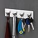 Bosszi Self Adhesive Hooks Robe Towel Wall Hooks Shower Hooks SUS 304 Stainless Steel Brushed Finish Anti-Skid Heavy Duty Hooks Wall Hanger Used in Bathroom Bedroom Kitchen Home Office(4 Hooks)