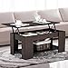 Go2buy Modern Lift Top Tea Coffee Table w/ Hidden Storage Compartment & Under Shelf Espresso Living Room Furniture