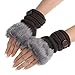 DZT1968® 1PCWomen Winter Faux Rabbit Fur Wrist Fingerless Gloves Mittens (Deep Gray)