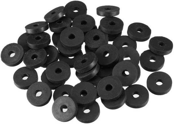 sourcingmap Rubber Flat Washers 13.8mm OD 4mm ID 3mm Thickness for Faucet Pipe Water Hose Pack of 50, Black, 13.8mmx4mmx3mm