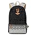 abshoo Casual Canvas Dot Backpack Cute Lightweight Teen Girls Backpacks (Black)