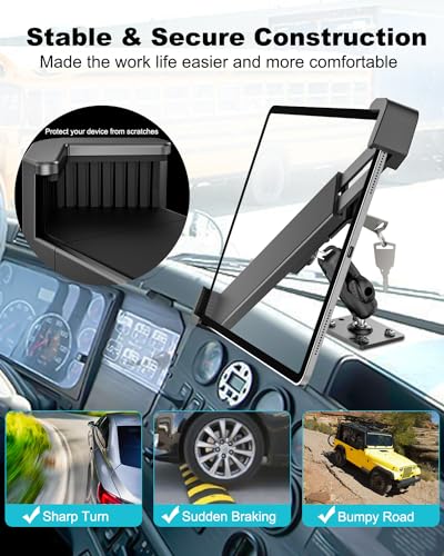 Dosvsi Anti-Theft Tablet Mount for Car/Wall/Desk, Sturdy All Metal Lockable Tablet Holder, 360° Rotation Tablet Stand for iPad Pro Air 11 Mini, iPad 10th Generation, Galaxy Tab A9, 7-11" Tablets