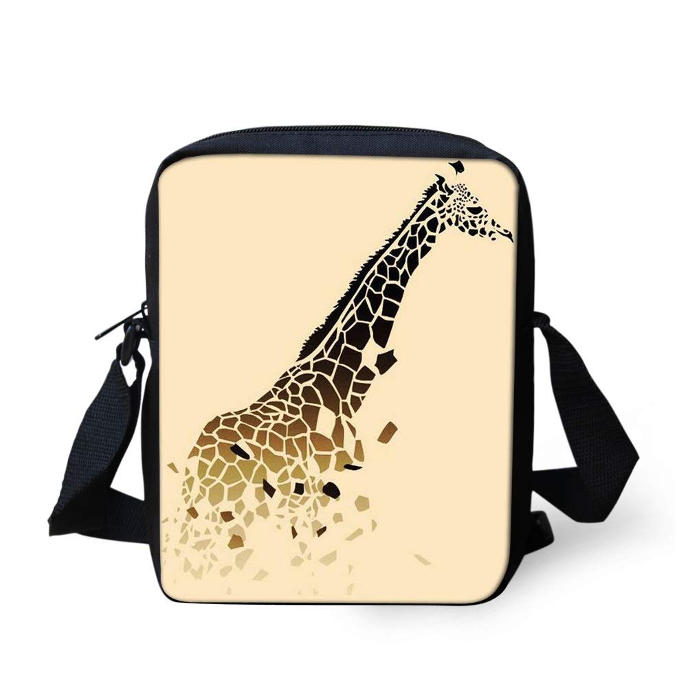 HUGS IDEA Novelty Giraffe Printed Small Messenger Handbag for Teens Girls Boys Mini Crossbody Purse