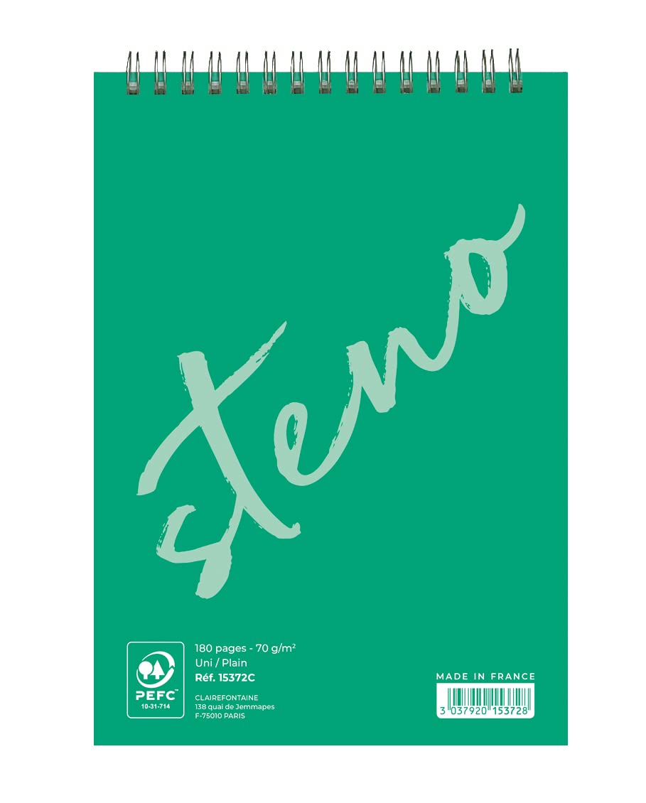 Calligrapher 15372C A Wirebound at the top Pad - Green (a Clairefontaine Brand) - A5 14,8x21 cm - 90 Plain White Sheets - 70 gsm Paper - Certified PEFC