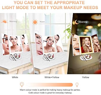 Bestope Makeup Vanity Mirror With Lights 3 Color Lighting Modes 72 Led Trifold Mirror With Touch Screen 2x 3x Magnification Portable High Definition Cosmetic Lighted Up Mirror Buy Online At Best Price In
