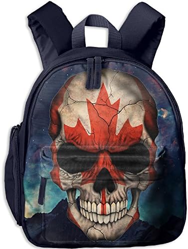 Casual Lightweight Canvas Backpacks Canadian Flag Skull Maple Bookbag Shoulder Bag School Backpack For Kids