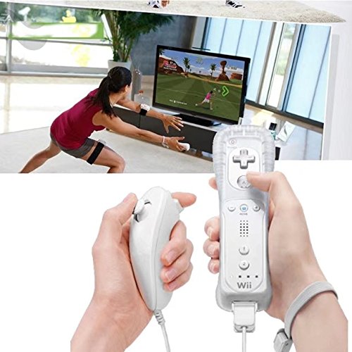 JahyShow-White-Remote-Controller-And-Nunchuck-for-Nintendo-Wii-Wii-U-and-Mini-Wii-Case-Skin-White