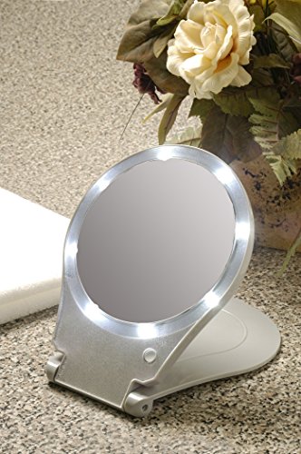 Floxite LED Lighted Travel and Home 10x Magnifying Mirror (Certified Refurbished)