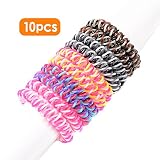 Spiral Hair Ties No Crease Elastic Ponytail Holders Phone Cord Traceless Hair Ring Suitable for All Hair Types 5 Colors,2pcs/color, Pack of 10