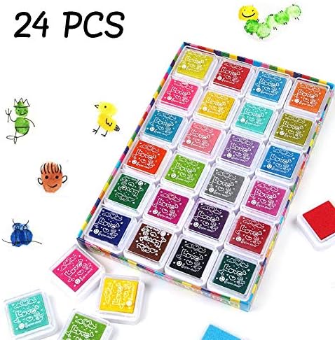 Mture Ink Pads For Use with any Rubber Art / Craft Stamps, Non-Toxic Baby Safe Ink Pad (24 Colors a set)