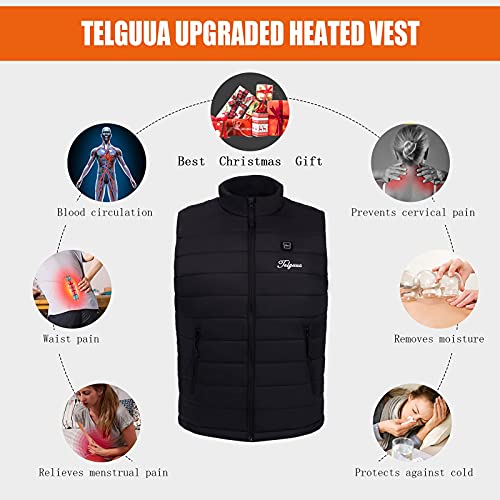 Telguua Men's Heated Vest,Upgraded Battery 7.4V/14400mAh Lightweight