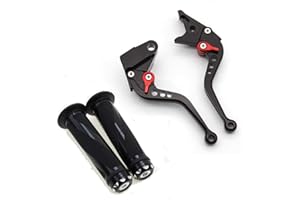Krace Motorcycle Clutch Brake Levers Set Fit For Yamaha YZF R1 2002 2003,R6 1999-2004,FZ1 FAZER 2001-2005,R6S USA Canada VERSION 2006-2009 w. 7/8" 22mm Rubber Handlebar Hand Grips