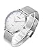 SINOBI Ultra Thin Minimalist Stainless Steel Mesh Band Mens Watch Simple Easy Reading Watch