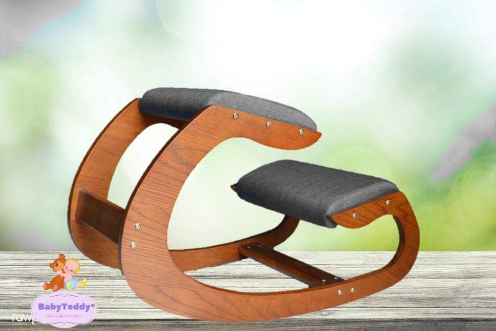 BabyTeddy India's First Patented SGS Certified Yoga Chair Posture Correction Chair for IT Professionals, Students and Pregnant/New Moms with Walnut Finish (Silver Grey)