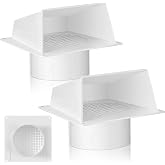 Frienda 2 Pcs 3.83" Outside Air Vent Covers for Fireplace, White | Fresh Air Intake Vent Hood with Screen, Exterior Wall Vent Shield for Fireplace Stove Chimney, Winter Snow Rain Protection