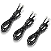 Seefeful RJ12 Cable Phone Cord RJ12 6P6C Male to Male Straight Wired for Both Data and Voice Use Black (3 FT / 3 Pack)
