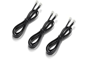 VTHAHABY 6-foot telephone landline extension cord cable cord with standard RJ-11 6P4C plug ( Black 3Pack )