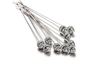 AGCFABS 20pcs 50mm Gold Flower Head Pins for Jewelry Making DIY Beads Ball Pins Needles Findings Women Jewelry Accessories Headpin (2Ancient Silver)