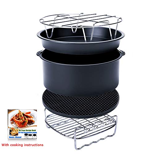 Click Here to See More Images 7 inch XL Air Fryer Accessories Set of 5 for Phillips Cozyna and Secura etc,Fit all 3.5QT - 5.8QT Air Fryer