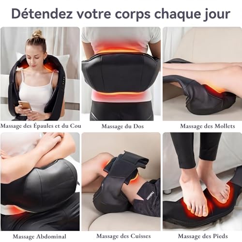Neck Massager, Back and Neck and Shoulder Massage with Heating, 3D Electric Shiatsu Massage Device for Neck Massager, Neck Massager, Gifts for Car, Home, Office