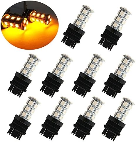 PESIC 10x 3157 3156 3057 18 SMD 5050 Reverse Backup Stop Amber LED Light Bulbs