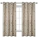 Flamingo P Printed Pair (2 Panels) Soft Microfiber Room Darkening Thermal Insulated & Heating Against Grommet Top Blackout Taupe Country Birds Pattern Curtains/Drapers 63 by 52 inch
