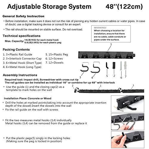 image for Ihomepark Adjustable Garage Tool Organizer Wall Mount, 48 Inch Tool Sh