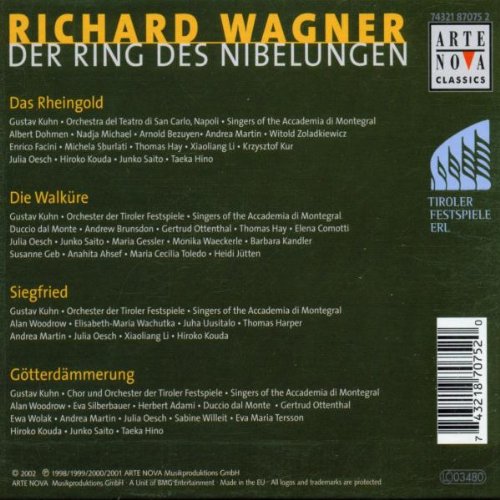 Alan Woodrow Andrea Martin Albert Dohmen Andrew Brunsdon Richard Wagner Gustav Kuhn Orchester Der Tiroler Festspiele San Carlo Theater Orchestra Naples Herato S Harps Quartet Accademia Di Montegral Wagner Der Ring richard wagner gustav kuhn