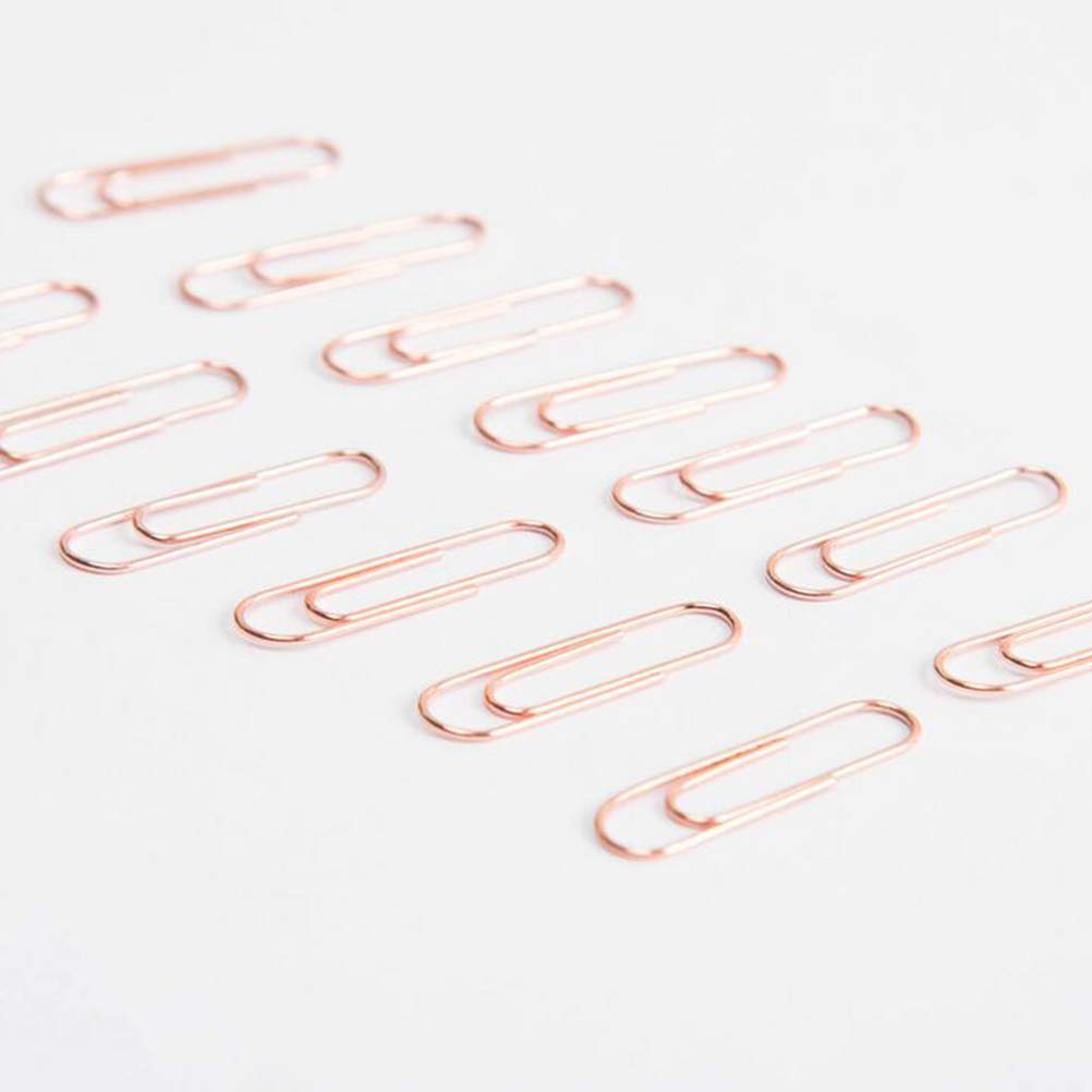 Rose Gold Paper Clips, Topgogo 200pcs 28mm Large Paper Clips Non-Skid Smooth Finish Steel Wire Medium Office Supply Accessories