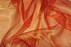MDS-MEGADECORSUPPLY MDS Pack of 10 Yards Long Bridal Solid Sheer Organza Fabric Bolt for Wedding Dress, Fashion, Crafts, Decorations, backdrop, Christmas Craft Supplies, Silky Shiny Organza Fabrics 44” Wide- Orange