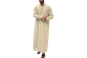 Muslim Robe for Men Arab Long Sleeve Kaftan Islamic Arabic Abaya Thobe Ramadan Middle East Islamic Cloth Shirt Gown