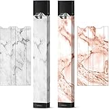 2 Pack Marble Juul Vinyl Wrap | Juul Decal | Juul Skin | Juul Sticker (White and Rose)