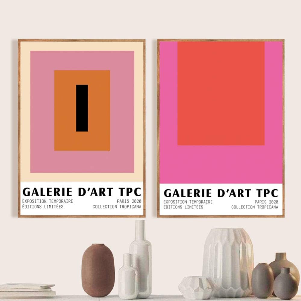 JEfunv Pink Red Color Block Abstrakte Plakatdrucke Mitte des