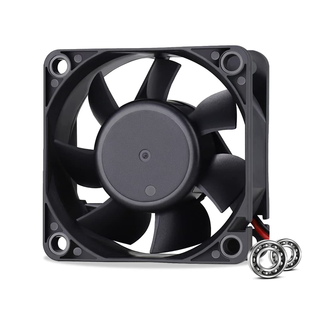 GDSTIME 60mm 24V Fan 60 x 60 x 25mm Cooling Case Fan Dual Ball Bearing Brushless 4500 RPM High Speed PC Fans 2 Pin For Game Console 3D Printer wine chassis Ventilation