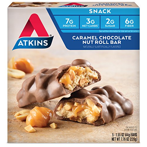 Atkins Snack Bar Caramel Chocolate Nut Roll 5 Count by Atkins at the