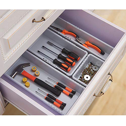 Mebbay Expandable Drawer Organizer Grey Plastic Makeup Junk Drawer