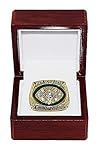 NEW YORK JETS (Joe Namath) 1968 SUPER BOWL III WORLD CHAMPIONS Vintage Rare & Collectible High-Quality Replica NFL Football Gold Championship Ring with Cherrywood Display Box