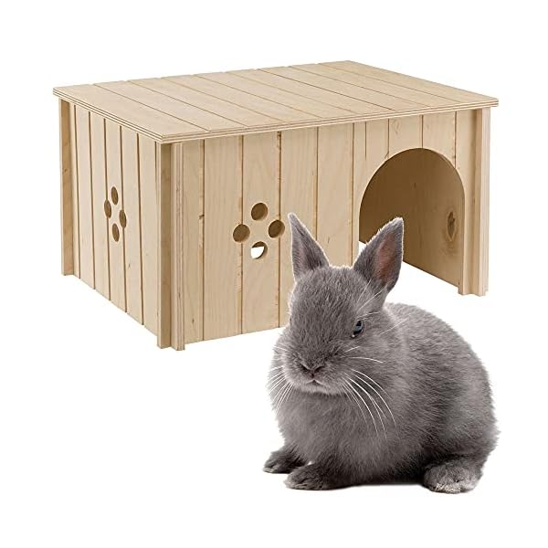Ferplast-Sin-4647-Rabbit-House-37-x-277-x-20-cm Ferplast Rabbit House, Guinea Pig Wooden House, Small Pet House, FSC Certificated Wood, 37 x 27,7 x 20 cm