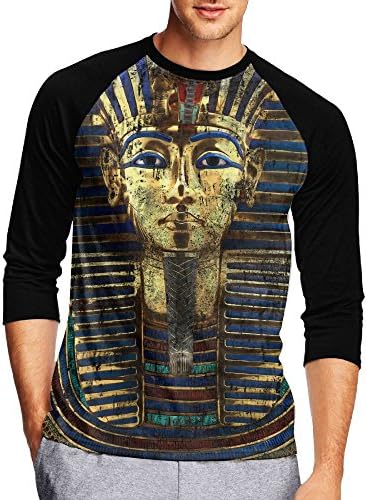 FOOR DER King Pharaoh Tutankhamun Egypt Tut Egyptian Gift Men's Casual 3/4 Sleeve Baseball Tshirt Raglan Shirt