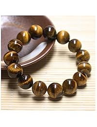 XIAOLI - Pulsera de cuentas de ojo de tigre natural con oración budista tibetana de 0.394 in