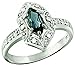 Sterling Silver 925 Ring LONDON BLUE TOPAZ and WHITE TOPAZ 0.70 Carat with Rhodium-Plated Finish