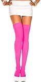 Women One Size, Neon Pink Opaque Thigh High Stockings