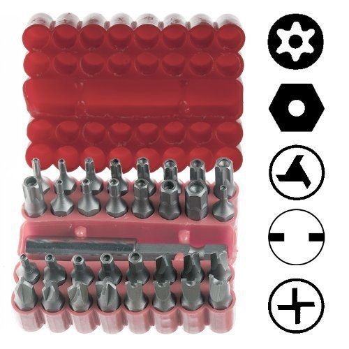 Security Tamper Proof Bit Set 33pc Torq Torx Hex Star Spanner Tri Wing Screwdriv