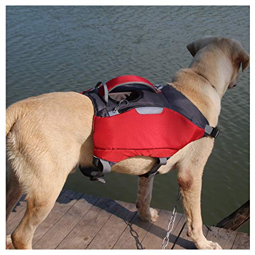 PLAFUETO 3 in 1 Waterproof Dog Backpack Life Jacket Vest Dog Lift Support Pet Harness Saddle Bag Hiking Gear for Camping Swiming Traveling, Dog Accessories Also Fit for Old, Disabled, Injured Dogs