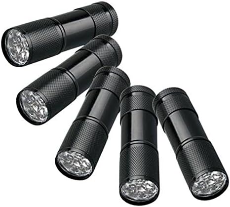 DITOP® 5 Pieces UV Ultra Violet 9 LED 400 Nm Uv Ultra Violet Blacklight Flashlight 3 Aaa,Spot Scorpions, Pet Urine, Counterfeit Money, Bed Bugs, Minerals, Leaks